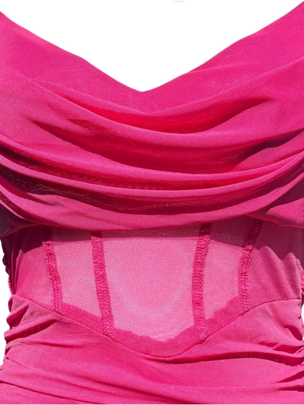 Princess Polly Calliope Hot Pink Ruched Mesh Mini Dress Bodycon Strappy Size 4